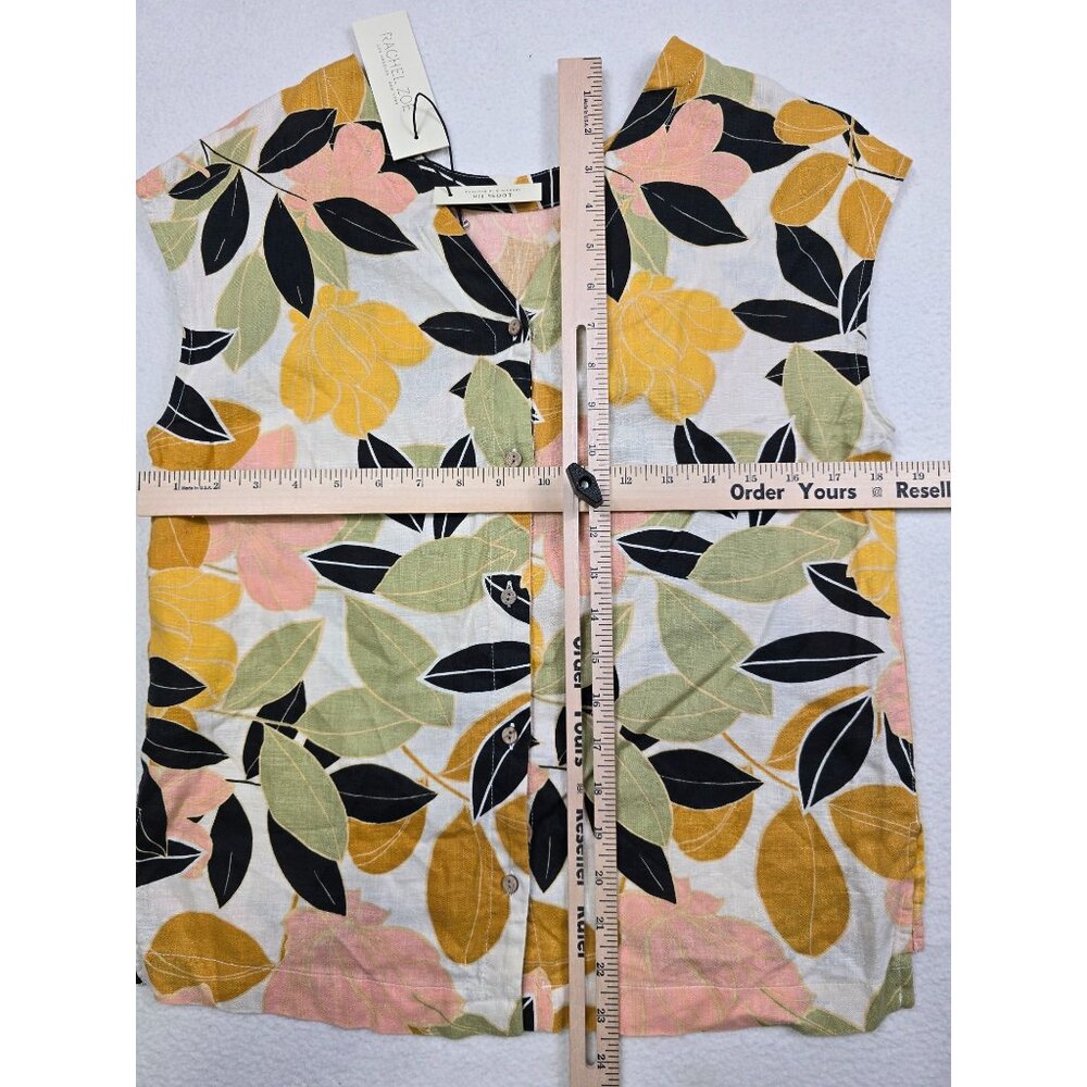 NWT Rachel Zoe Womens Sleeveless Floral 100% Linen Top XS - Picture 3 of 3